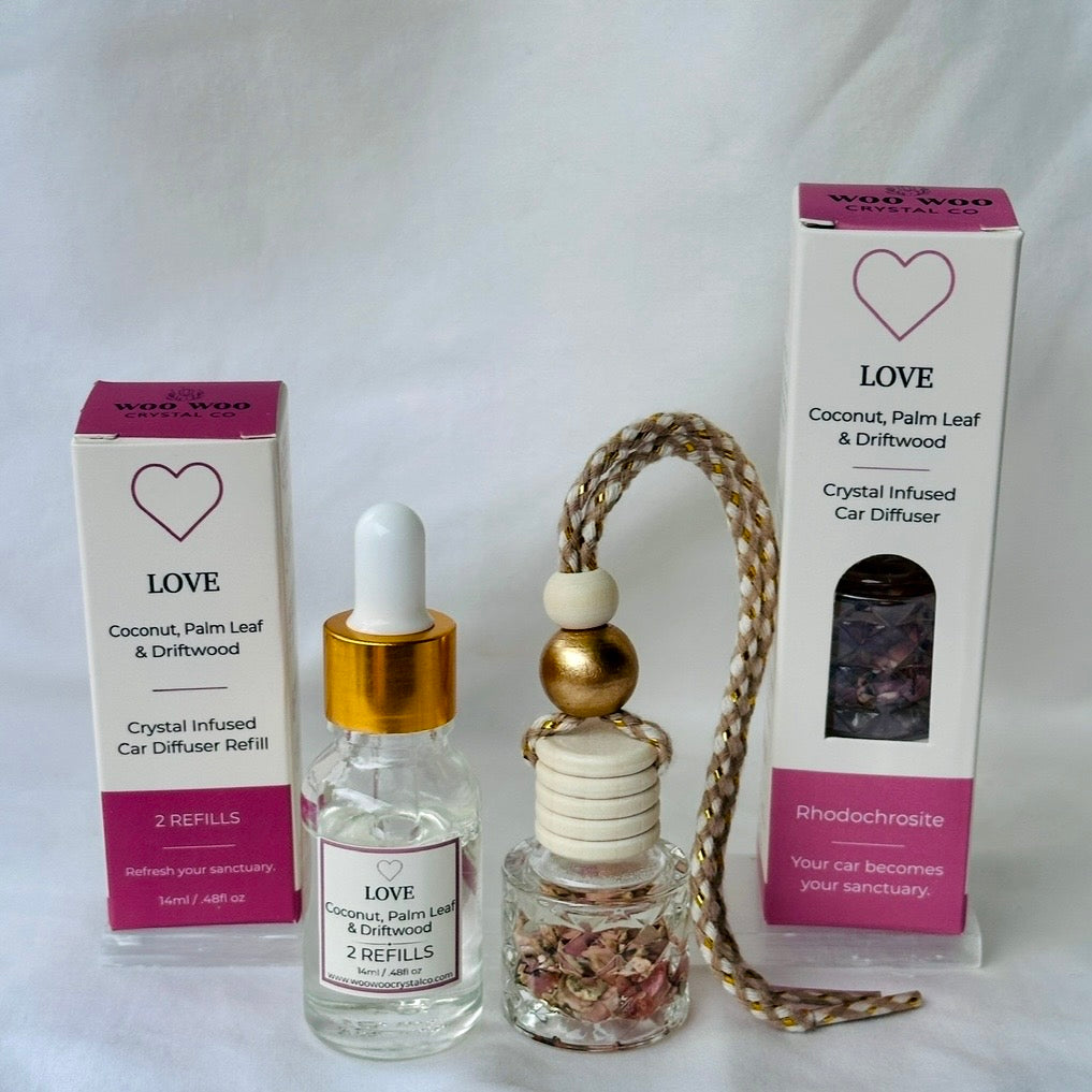 LOVE: Coconut, Palm Leaf & Driftwood Car Diffuser